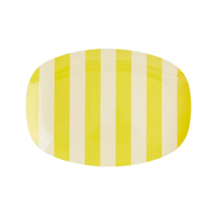 Rice Melamin Platte small - Yellow Stripes Print