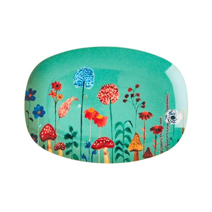 Rice Melamin Platte - Winter Flower Collage Print