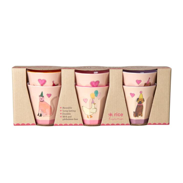 Rice Kinderbecher 6er-Set - Party Animal Print Soft Pink