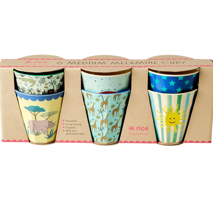 Rice Kinderbecher 6er Set - Blue Farm Print