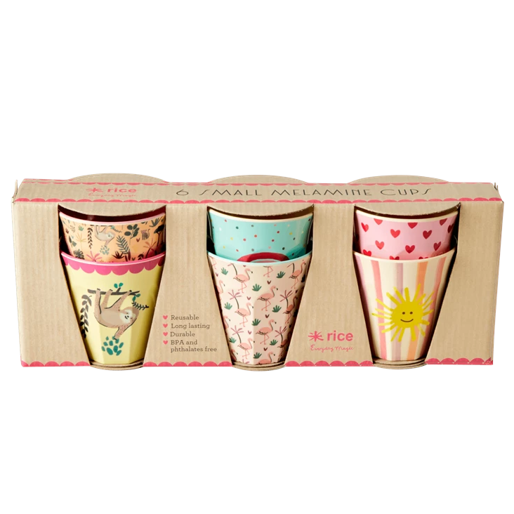Melamine Kinderbecher 6er Set - Funky Prints