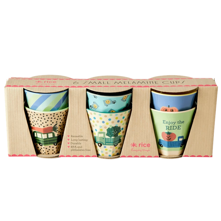Melamine Kinderbecher 6er Set - Happy Cars Prints