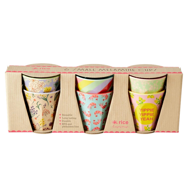 Melamine Kinderbecher 6er Set - Yippie Yeah Prints