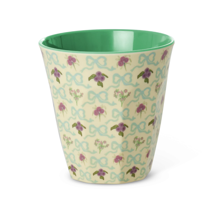 Melamine Cup with Bow and Bouquet Print - Medium