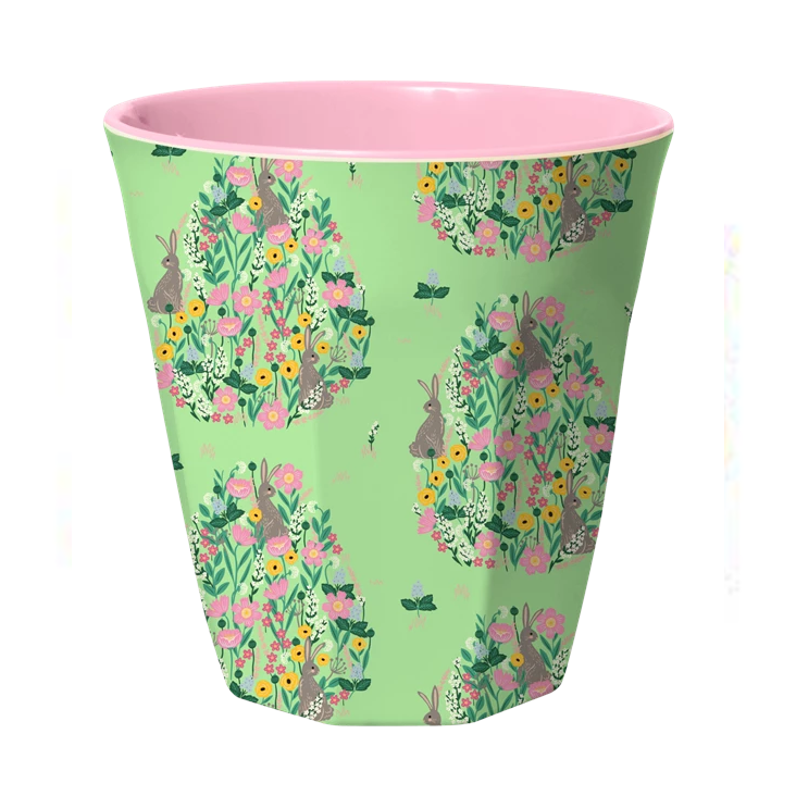 Rice Melamin Becher - Green Bunny Print