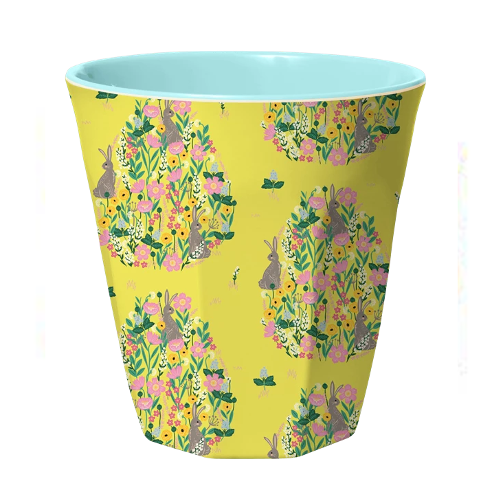 Rice Melamin Becher - Yellow Bunny Print