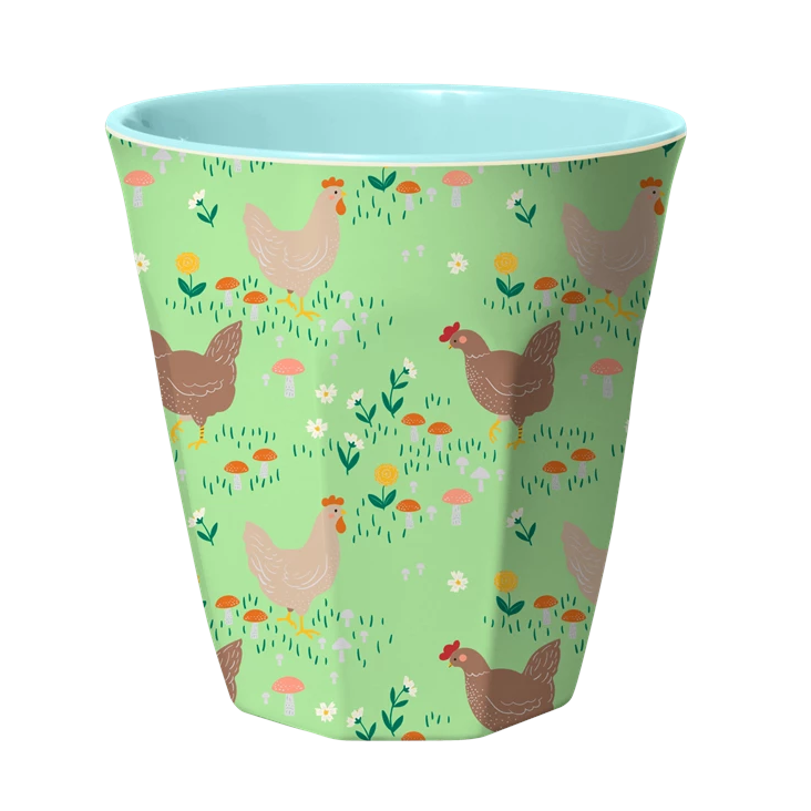Rice Melamin Becher - Hen Print Grün