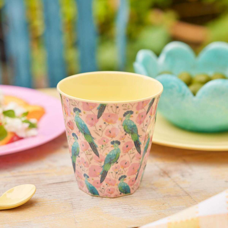 Melamine Cup with Exotic Bird Print