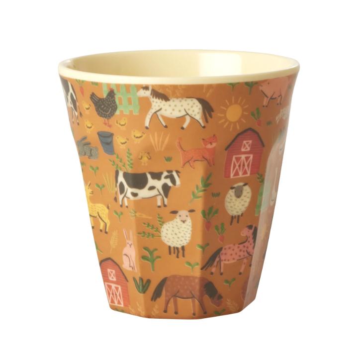 Rice Melamin Becher - Brown Farm Print