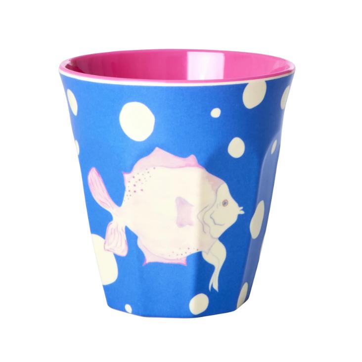Rice Melamin Becher - Fish Blue Print