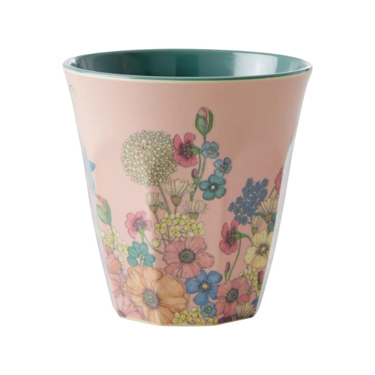 Rice Melamin Becher - Flower Collage Print Hellrosa