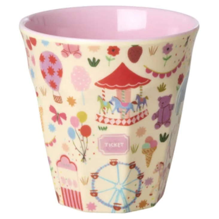 Melamine Cup with Fun Fair Print - Pink Medium