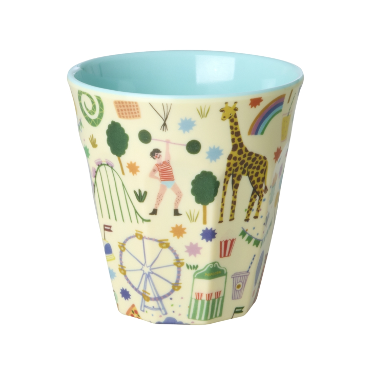 Melamine Cup with Fun Fair Print - Mint - Medium