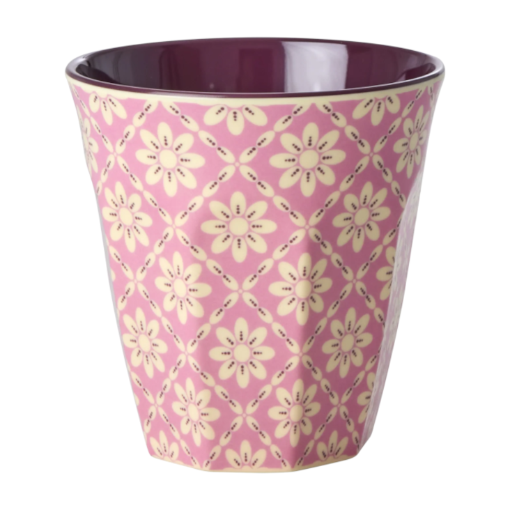 Rice Medium Melamin Becher - Pink - Graphic Flower Print