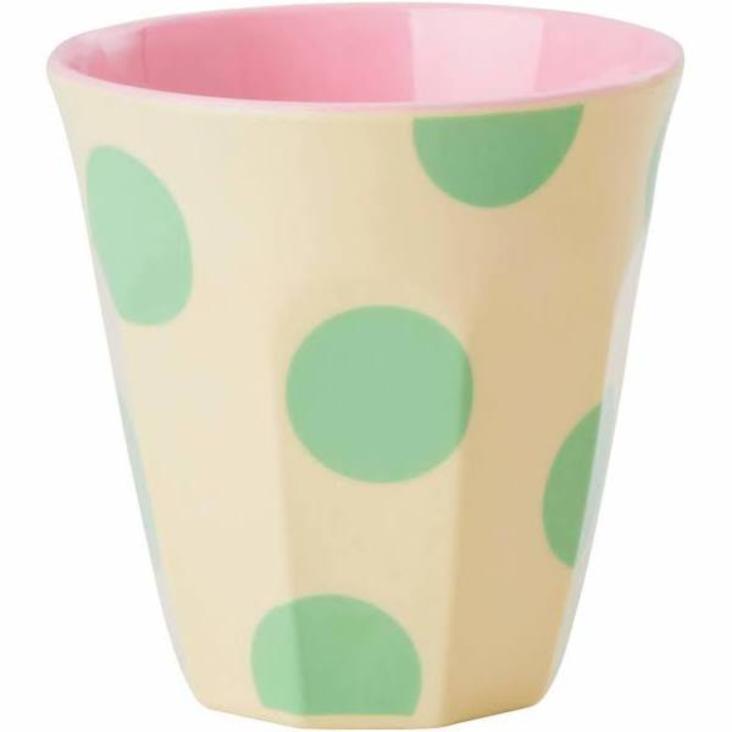 Rice Melamin Becher - Green Dot Print