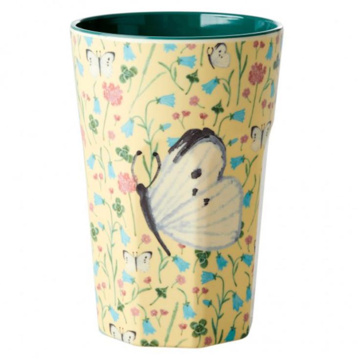 Rice Melamin Becher gross - Sweet Butterfly Print - Creme