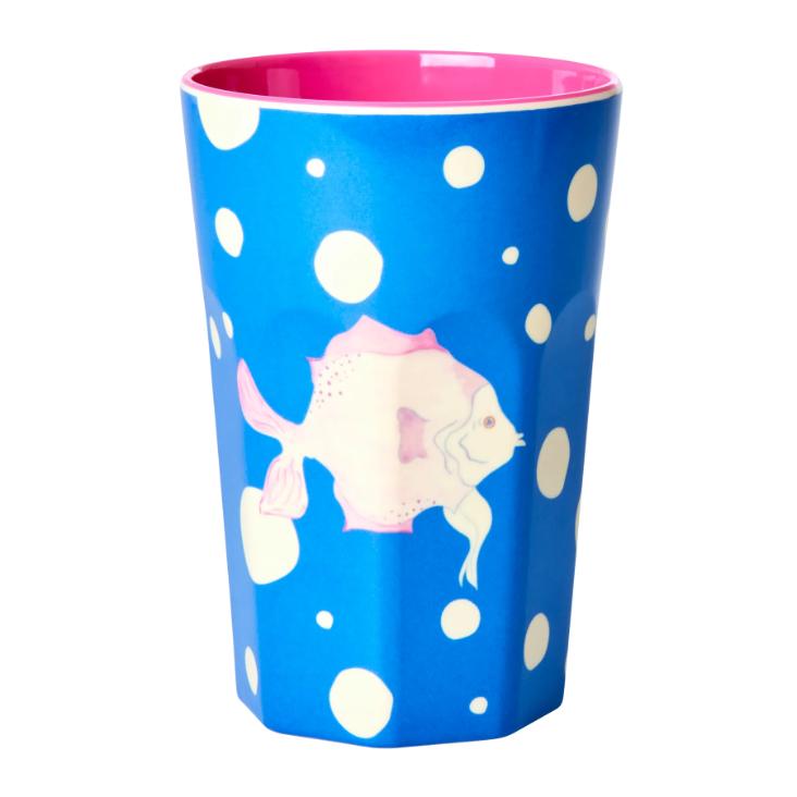 Rice Melamin Becher gross - Fish Blue Print