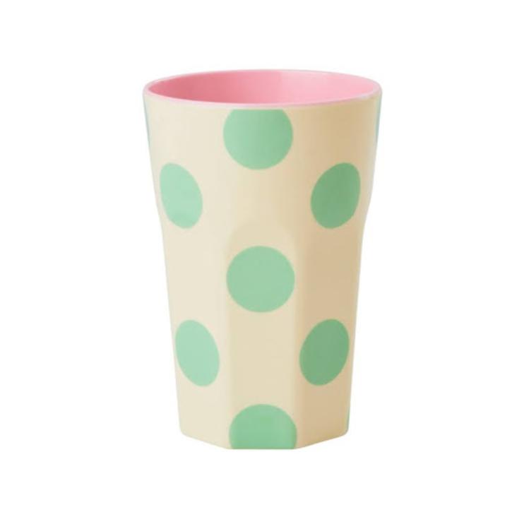 Rice Melamin Becher gross - Green Dot Print
