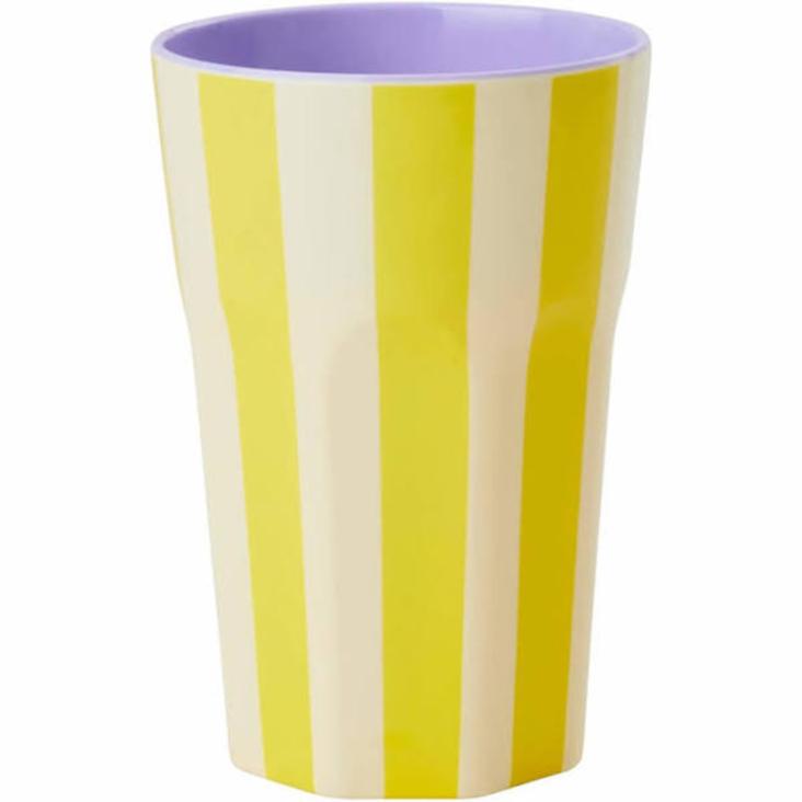 Rice Melamin Becher gross - Yellow Stripes Print