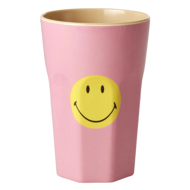 Rice Melamin Becher gross - Pink Smiley Print
