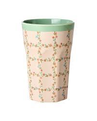 Melamine Cup with Checkered Stencil Print - Tall