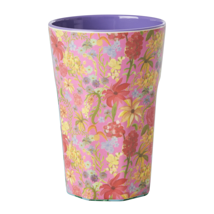 Melamine Cup with Swedish Flower Print - Tall