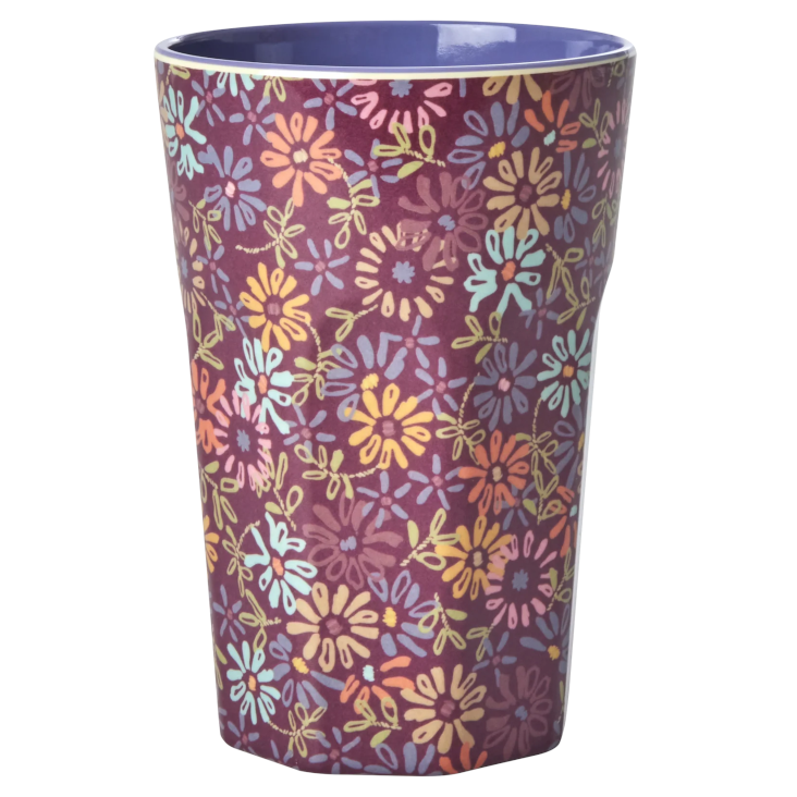 Rice Melamin Becher gross - Lavendel - Wild Vintage Flower Print