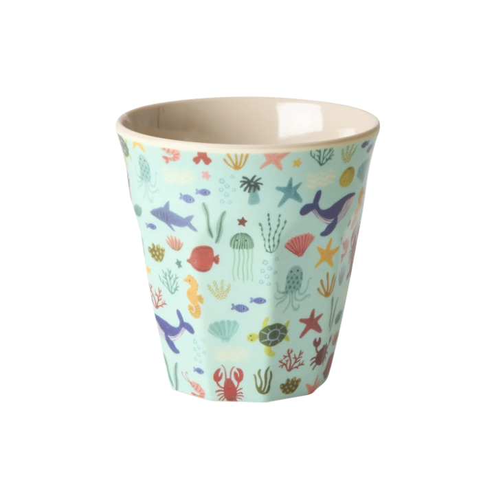 RICE Melamin Becher - Blue Ocean Print