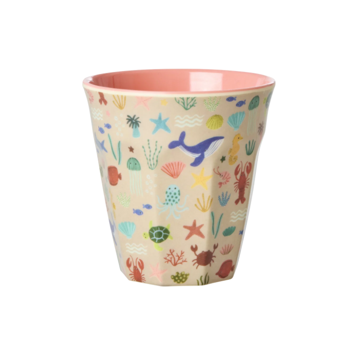 RICE Melamin Becher - Coral Ocean Print