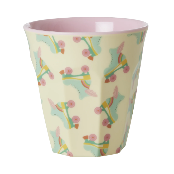 Rice Medium Melamin Becher - Crème - Roller Skate Print