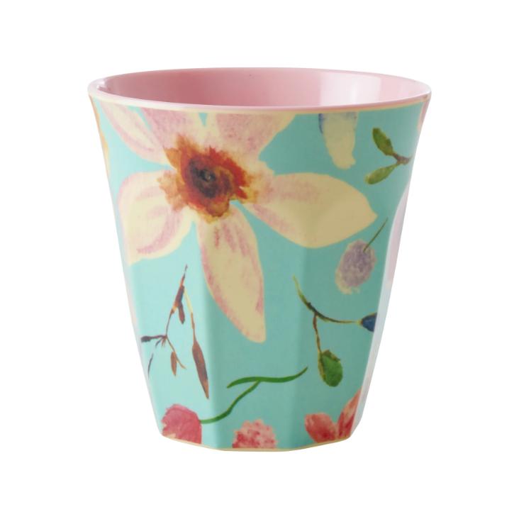 Rice Melamin Becher - Selma Flower Print Mint