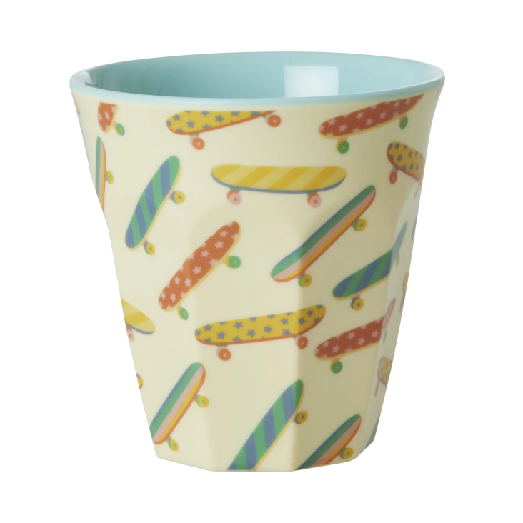 Rice Medium Melamin Becher - Crème - Skateboard Print