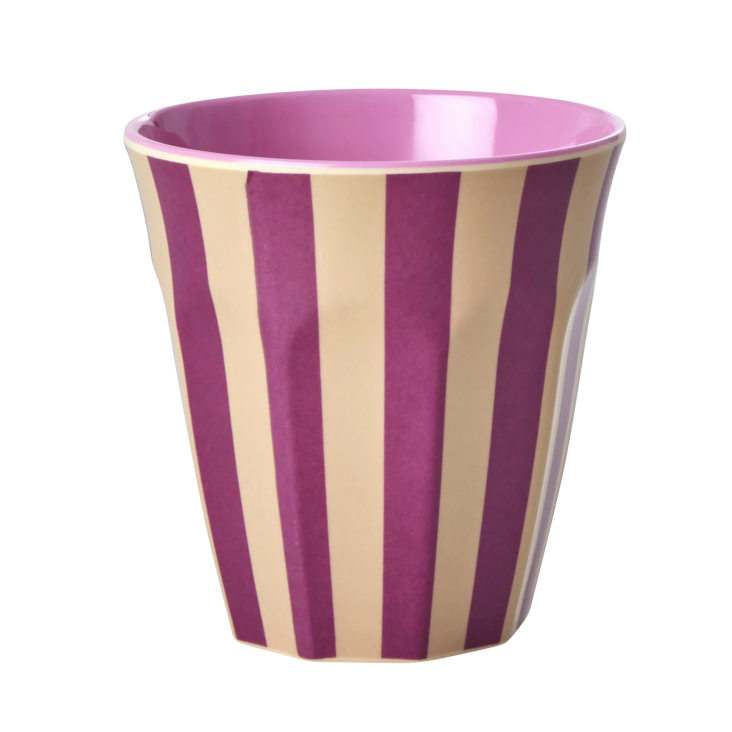 Rice Medium Melamin Becher - Pflaume - Stripes Print