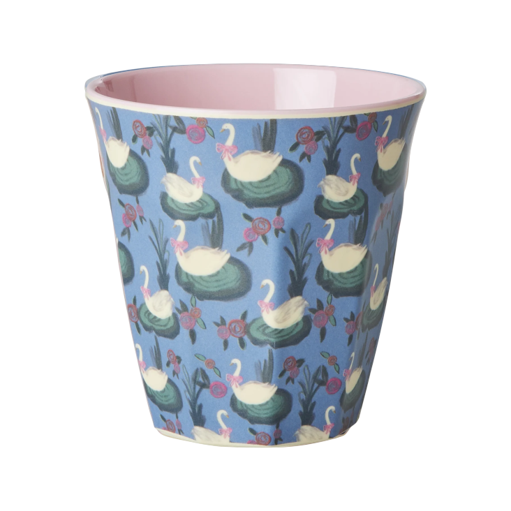 Rice Melamin Bescher - Swan Lake Print Blau