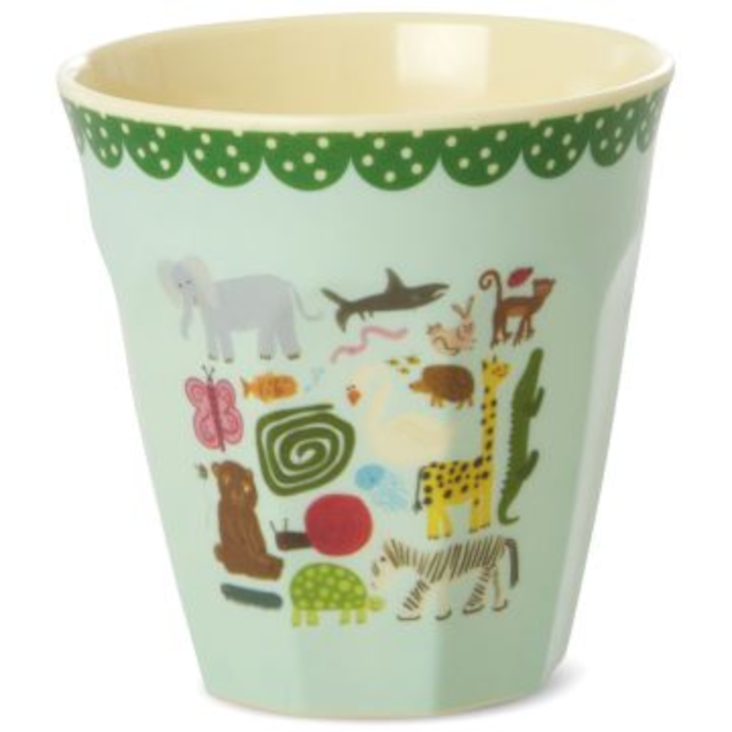 RICE Melamin Becher - Wildlife Print - Mint