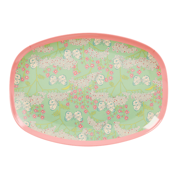 Rice Melamin Platte - Butterfly and Flower Print