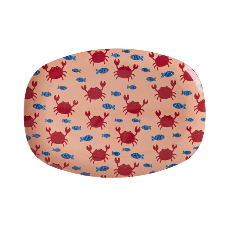RICE Melaminteller rechteckig - Crab Print
