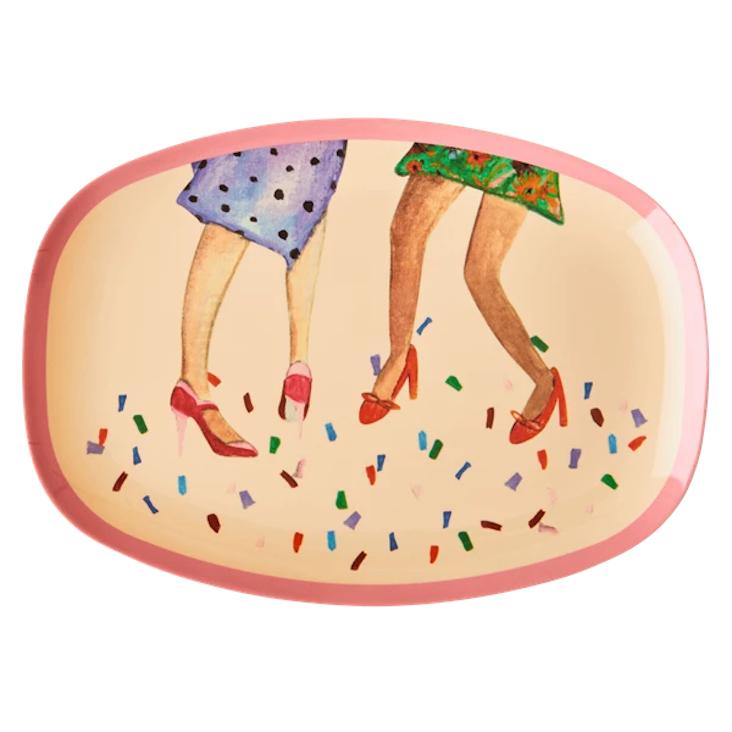 RICE Melaminteller rechteckig - Dancing Legs Print