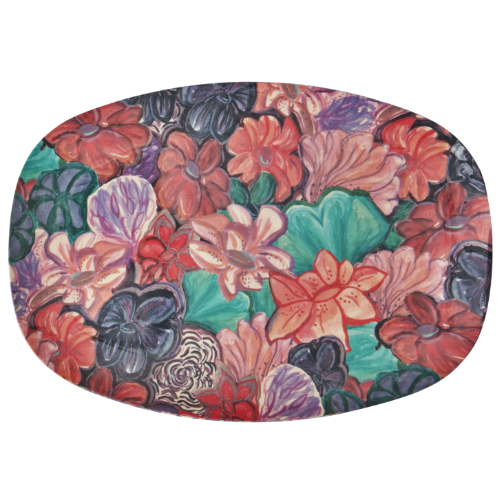 RICE Melaminteller rechteckig - Forest Flower Print
