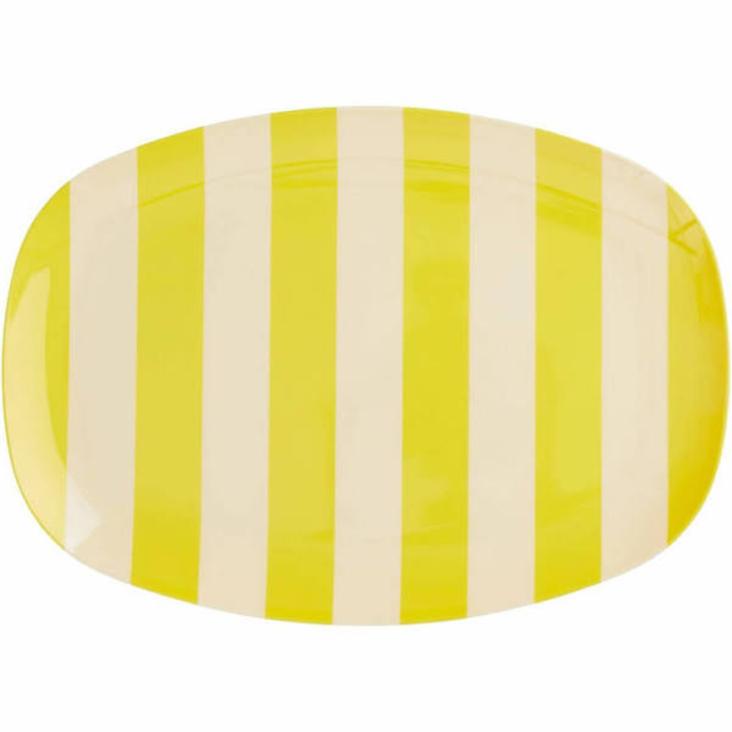 Rice Melamin Platte - Yellow Stripes Print