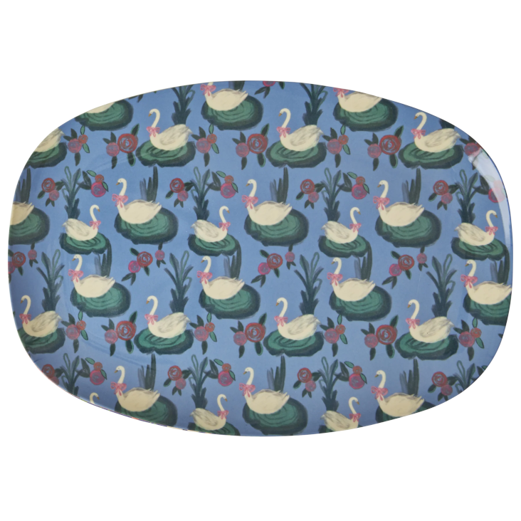 RICE Melaminteller rechteckig - Swan Lake Print