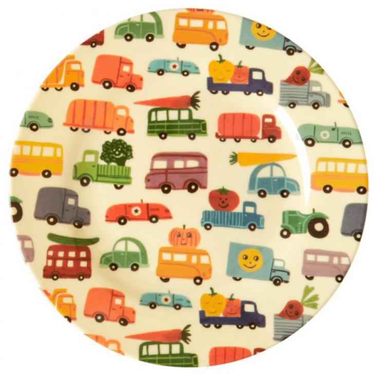 Rice Melamin Teller - Happy Cars Print