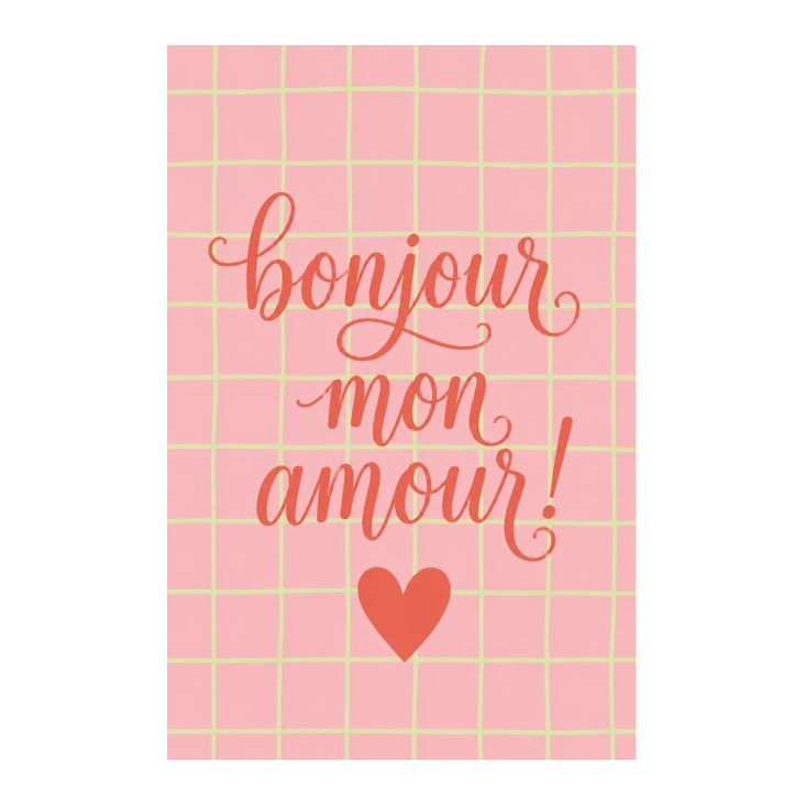 Mini Grusskarte Bonjour mon Amour