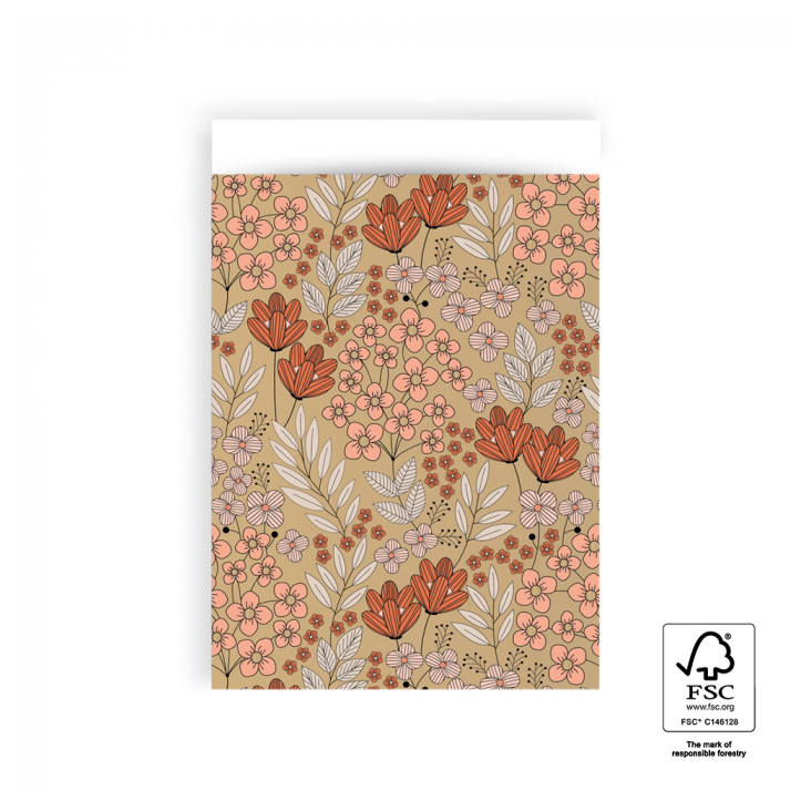 5 Geschenkbags Blumen Coral, Gr. M