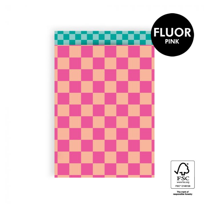 5 Geschenkbags Check Fluor, Gr. M
