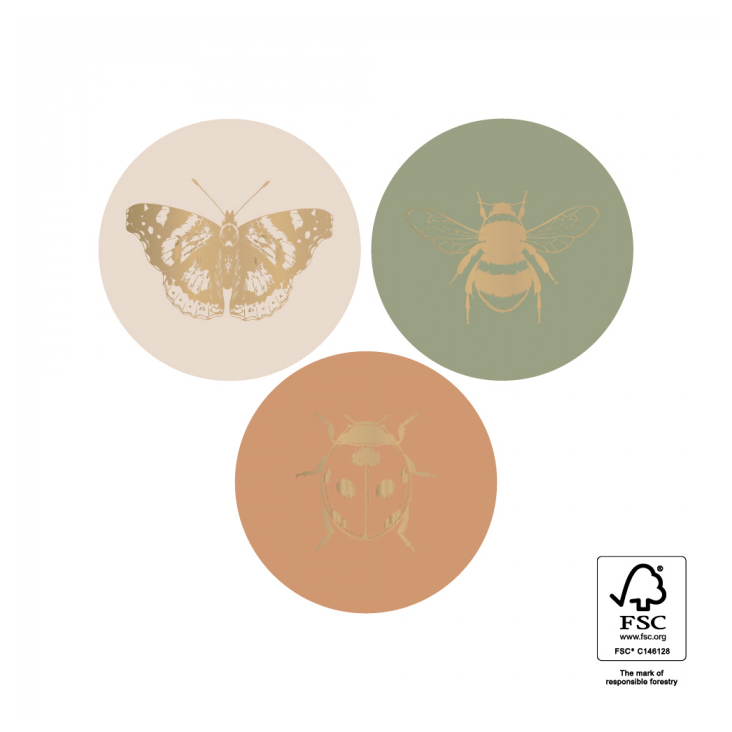 30 Stickers Insekten Gold