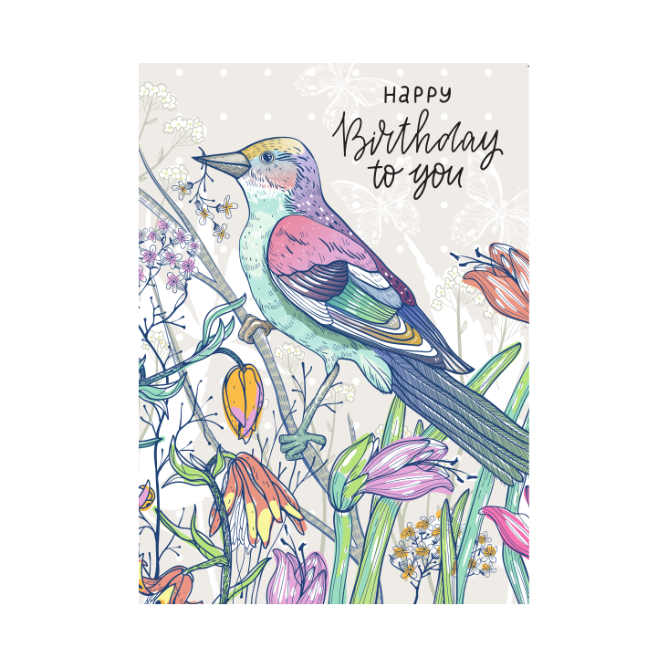 Postkarte Happy Birthday Vogel