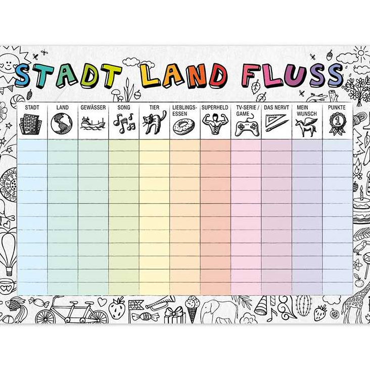 Papiertischset Stadt Land Fluss