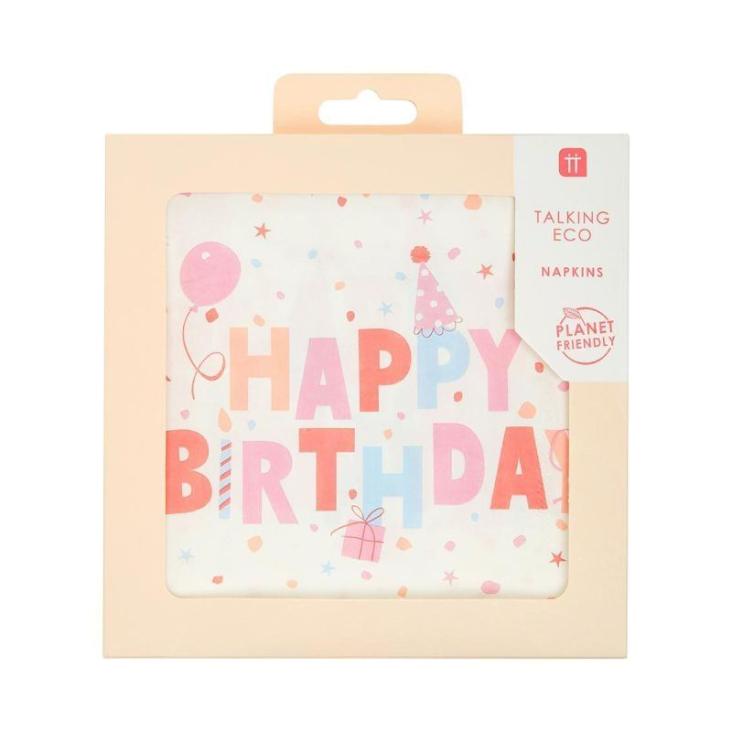 Servietten Rose Eco - Happy Birthday