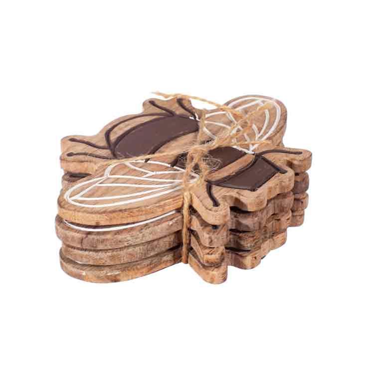 Bienenuntersetzer aus Holz (4er Set) - 0